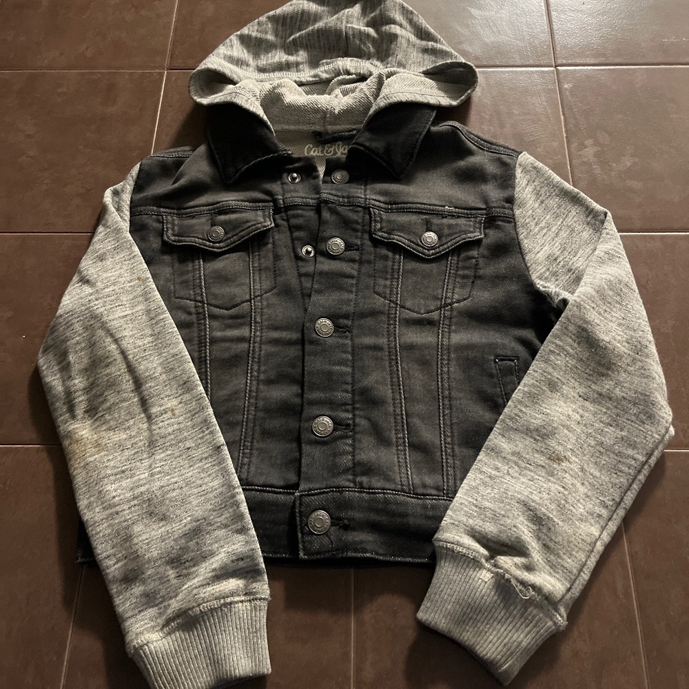 Distressed, black, jean jacket